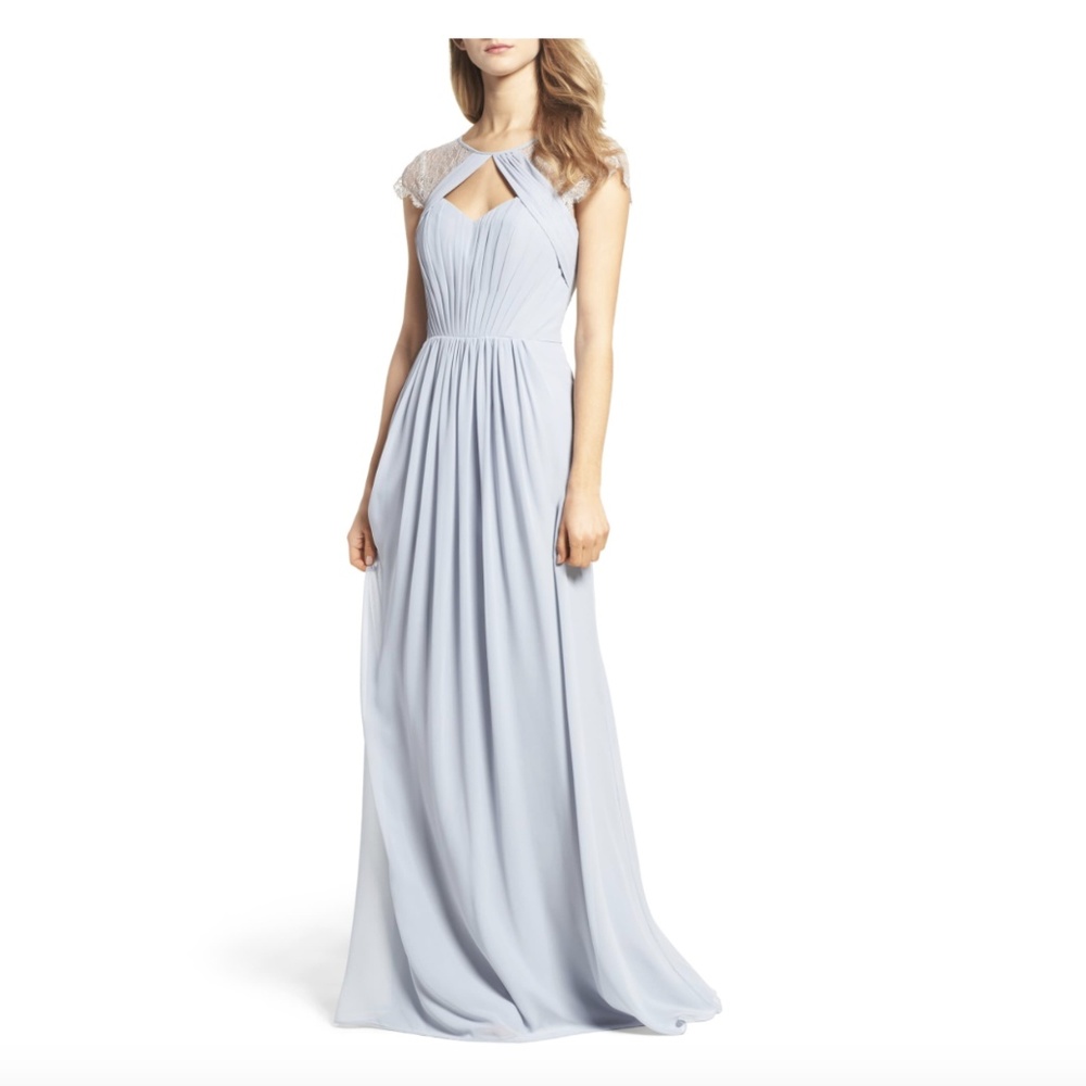 HAYLEY PAIGE Cap Sleeve Lace & Chiffon Gown